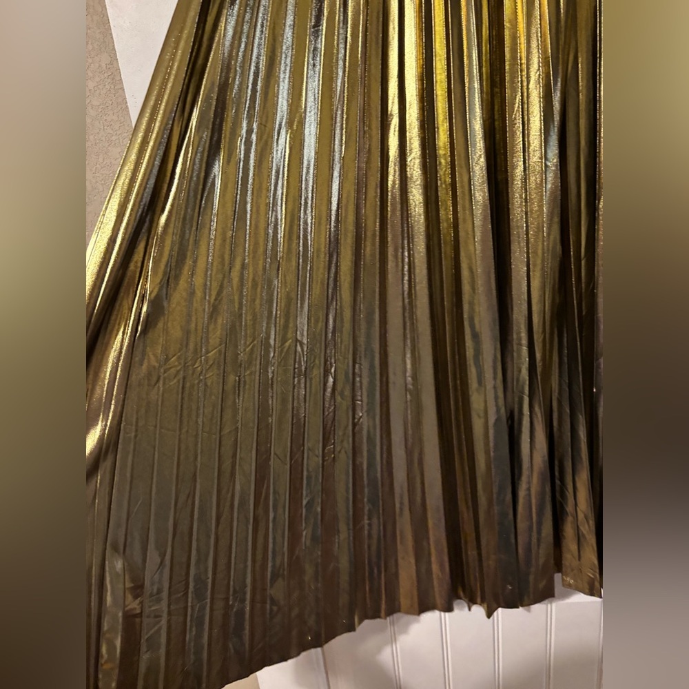 Dressed in Lala Metallic Pleated Midi Skirt in 24 Karat
Gold - Picture 9 of 12
